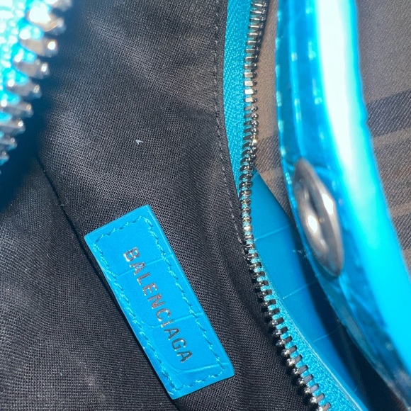 Balenciaga blue croc Le Cajole xs with chain wallet & mirror - Picture 4 of 5